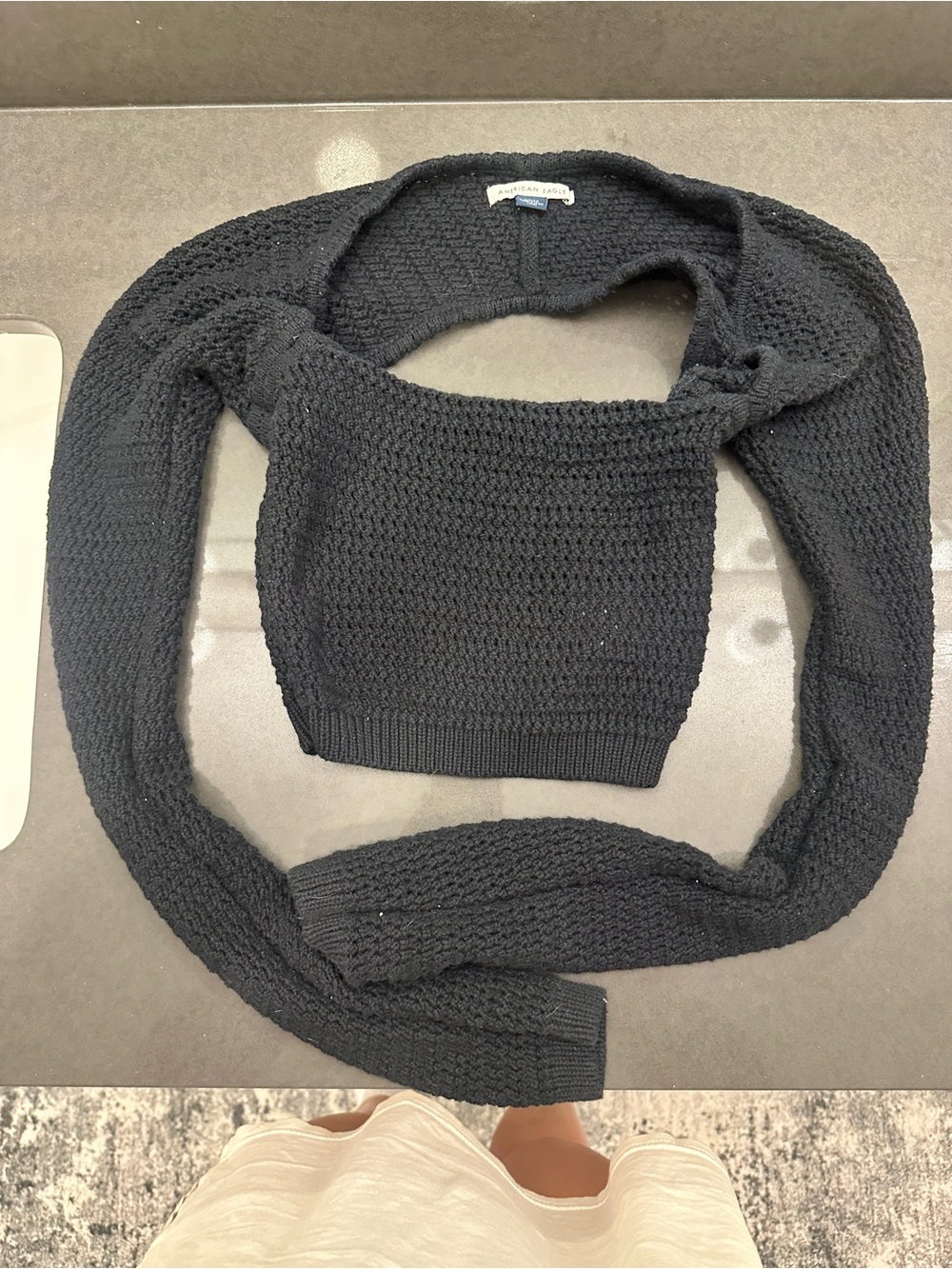 American eagle Black Cropped Knit Sweater top